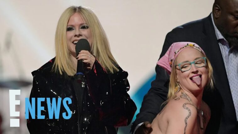 Avril Lavigne Confronts Topless Protestor at 2023 Juno Awards | E! News