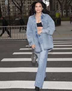 Denim on denim- it’s a vibe

 wearing the Oversized Shacket and Good ‘90s Drawst...