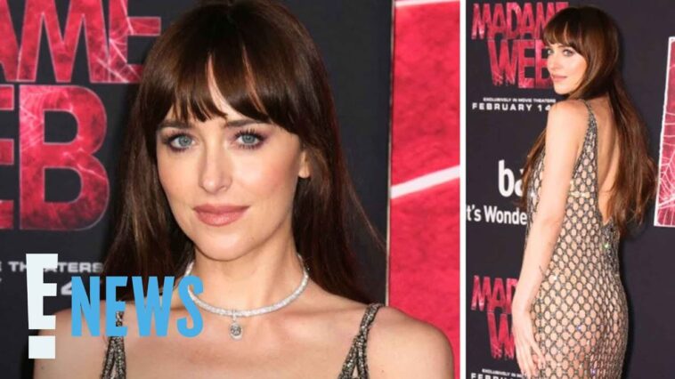 Dakota Johnson BARES ALL in Sheer Dress at Madame Web Premiere | E! News