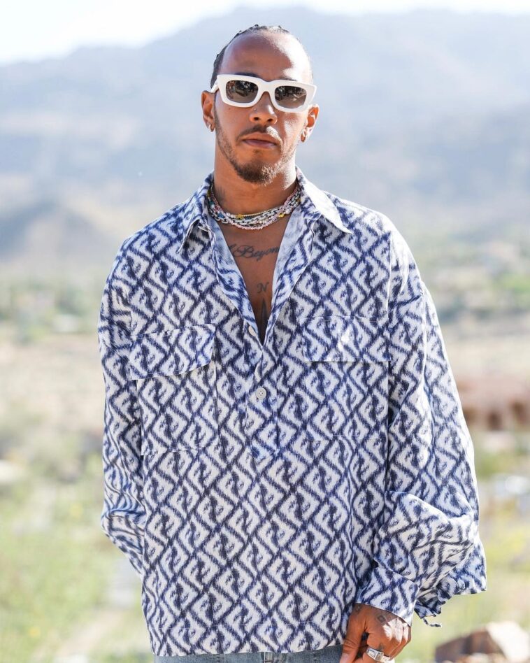 Formula 1 driver Sir Lewis Hamilton wore  to the Marc Jacobs and i-D Coachella P...