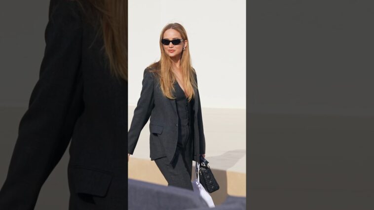 We’re loving this #JenniferLawrence look at the #Dior show like crazy. #ParisFashionWeek. 😍 #shorts